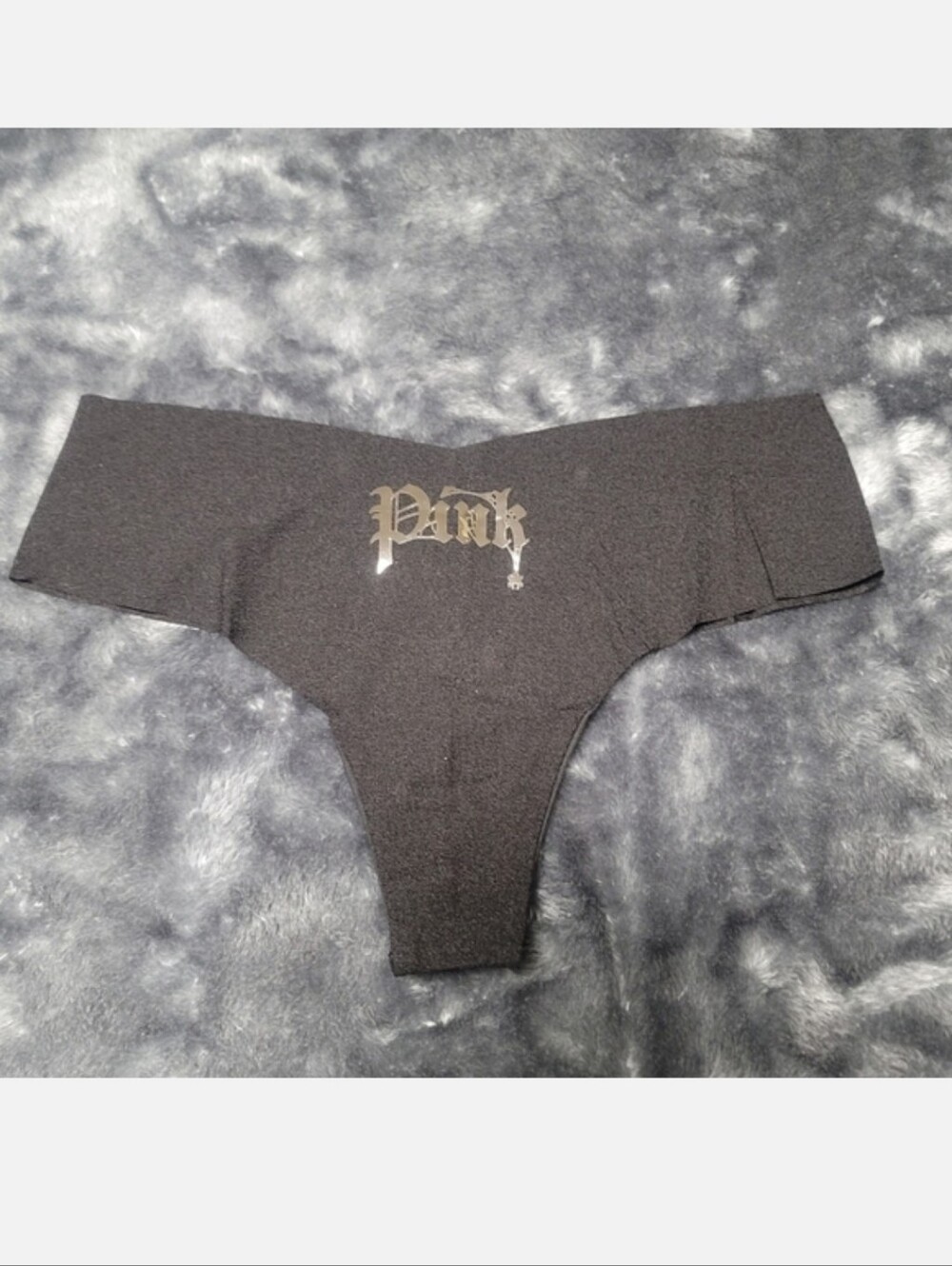 Victoria's secret pink HALLOWEEN no show thong panty XSMALL BLACK